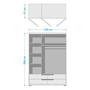 Armadio con ante battenti Harlingen Color antracite opaco - Larghezza: 126 cm