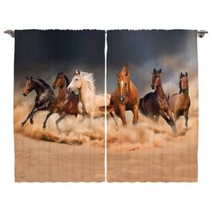 Fertiggardine Pferd (2er-Set) Polyester - Braun / Sand - 140 x 175 cm
