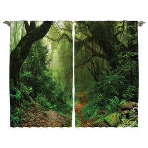 Gordijn Nepal (set van 2) polyester - groen/bruin - 140 x 175 cm