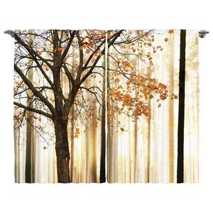 Fertiggardine Herbst II (2er-Set) Polyester - Orange / Braun - 140 x 175 cm