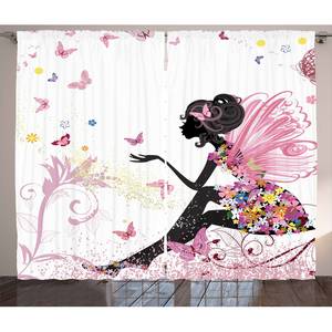 Rideaux Papillon (lot de 2) Polyester - Multicolore - 140 x 175 cm