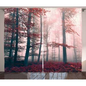Fertiggardine Wald X (2er-Set) Polyester - Rot / Grau - 140 x 175 cm