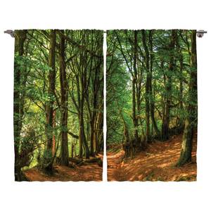 Gordijn Wald III (set van 2) polyester - groen/bruin - 140 x 175 cm