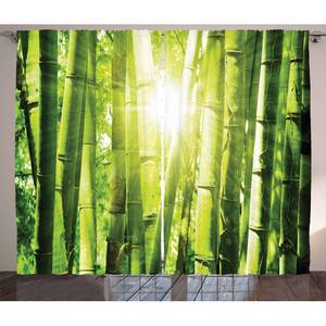 Rideaux Bambou (lot de 2) Polyester - Vert / Jaune - 140 x 175 cm