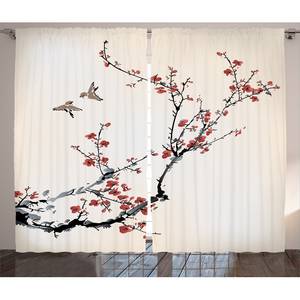 Fertiggardine Blumen I (2er-Set) Polyester - Mehrfarbig - 140 x 175 cm