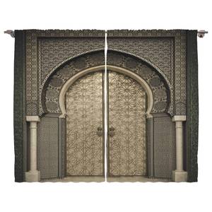 Gordijn Marokko I (set van 2) polyester - sepia/zwart - 140 x 175 cm