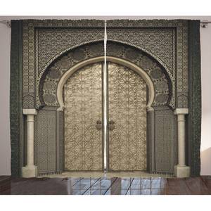 Gordijn Marokko I (set van 2) polyester - sepia/zwart - 140 x 175 cm