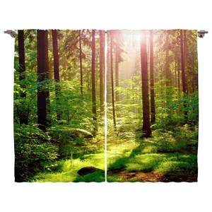 Rideaux Forêt IX (lot de 2) Polyester - Vert / Marron - 140 x 175 cm