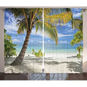 Gordijn Tropisch I (set van 2) polyester - kokos/blauw - 140 x 175 cm