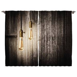 Gordijn Industrial (set van 2) polyester - lichtgeel/bruin - 140 x 175 cm