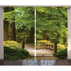 Rideaux Forêt VIII (lot de 2) Polyester - Vert / Marron - 140 x 175 cm