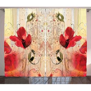 Fertiggardine Blume III (2er-Set) Polyester - Mehrfarbig - 140 x 225 cm