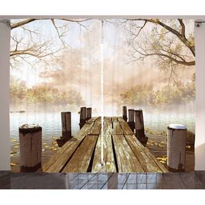 Gordijn Herfst I (set van 2) polyester - lichtbruin/groen - 140 x 225 cm