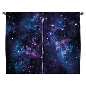 Rideaux Place (lot de 2) Polyester - Violet foncé / Bleu - 140 x 225 cm