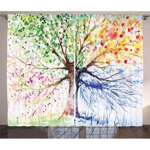 Fertiggardine Aquarell (2er-Set) Polyester - Mehrfarbig - 140 x 225 cm