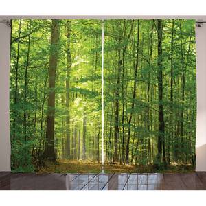 Gordijn Wald II (set van 2) polyester - groen - 140 x 225 cm