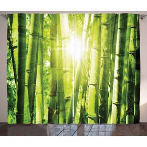 Gordijn Bamboe (set van 2) polyester - lindegroen/geel - 140 x 225 cm