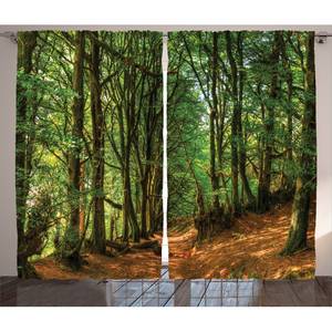 Gordijn Wald III (set van 2) polyester - groen/bruin - 140 x 225 cm