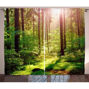 Rideaux Forêt IX (lot de 2) Polyester - Vert / Marron - 140 x 225 cm