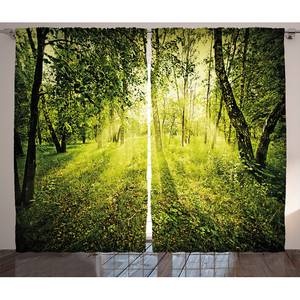 Rideaux Forêt IV (lot de 2) Polyester - Vert - 140 x 225 cm