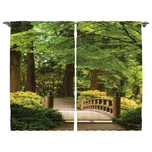 Rideaux Forêt VIII (lot de 2) Polyester - Vert / Marron - 140 x 225 cm