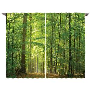 Fertiggardine Wald II (2er-Set) Polyester - Grün - 140 x 245 cm