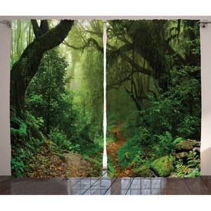 Gordijn Nepal (set van 2) polyester - groen/bruin - 140 x 245 cm