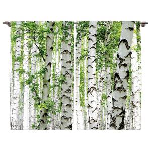 Rideaux Forêt VII (lot de 2) Polyester - Blanc / Vert - 140 x 245 cm