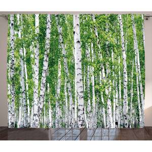Rideaux Bouleaux (lot de 2) Polyester - Vert / Blanc - 140 x 225 cm
