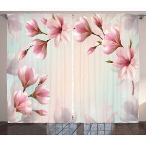 Gordijn Magnolia (set van 2) polyester - donker koraalkleurig - 140 x 260 cm