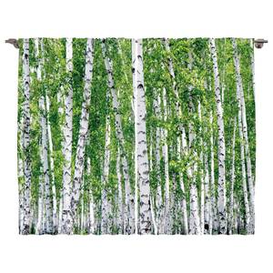 Rideaux Bouleaux (lot de 2) Polyester - Vert / Blanc - 140 x 260 cm