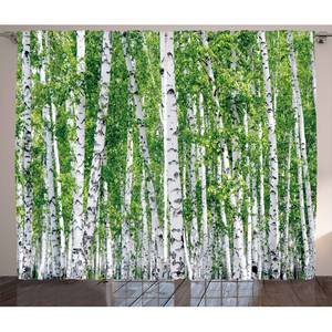 Rideaux Bouleaux (lot de 2) Polyester - Vert / Blanc - 140 x 260 cm