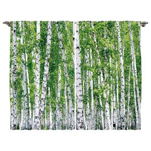 Gordijn Berk (set van 2) polyester - groen/wit - 140 x 245 cm