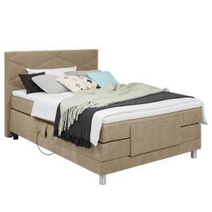 Lit boxspring Talea Tissu Chenille TBS: 12 Gris beige - 120 x 200cm - D2 souple