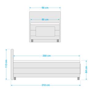 Boxspringbett Talea Chenille TBS: 10 Schwarz - 90 x 200cm - H2