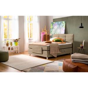 Lit boxspring Matea Tissu Chenille TBS: 12 Gris beige - 120 x 200cm