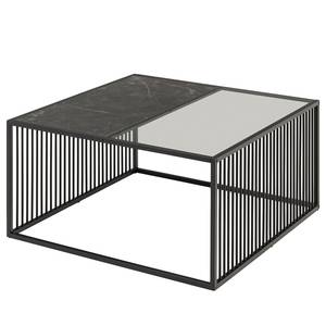 Salontafel Mephisto 80 cm Zwart - Plaatmateriaal - Glas - Metaal - 80 x 40 x 80 cm