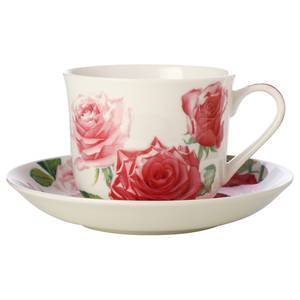 Tasse mit Untertasse Floriade Rose Fine Bone China - Weiß / Rosa
