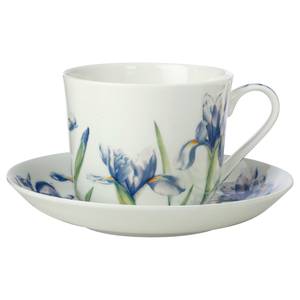 Tasse mit Untertasse Floriade Iris Fine Bone China - Weiß / Blau