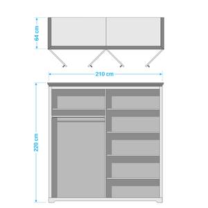 Armadio con ante battenti Jasmund Effetto pino bianco - Larghezza: 210 cm
