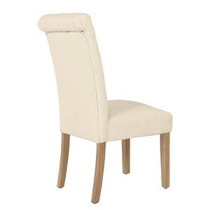 Gestoffeerde stoel Neum set van 2 geweven stof/massief eikenhout - wit/eikenhout