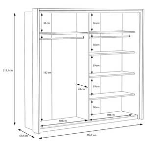 Zweefdeurkast Asperen Zandeikenhouten look/wit hoogglans