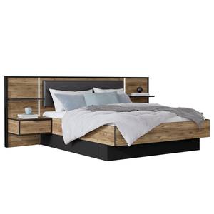 Bedframe Huy inclusief verlichting - Alpen-grenenhouten look/zwart - 160 x 200cm