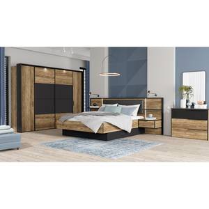 Bedframe Huy inclusief verlichting - Alpen-grenenhouten look/zwart - 160 x 200cm