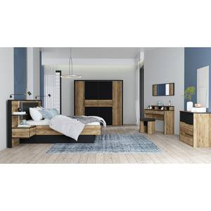 Bedframe Huy inclusief verlichting - Alpen-grenenhouten look/zwart - 160 x 200cm