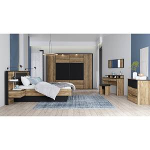 Bedframe Huy inclusief verlichting - Alpen-grenenhouten look/zwart - 160 x 200cm