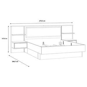 Bedframe Huy inclusief verlichting - Alpen-grenenhouten look/zwart - 160 x 200cm