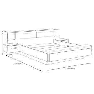 Beddenset Asperen Zwart eikenhouten look/Grijs - 140 x 190cm