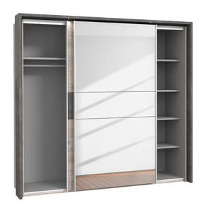 Schwebetürenschrank Delden Braun - Grau - Holzwerkstoff - Glas - Metall - Kunststoff - 231 x 216 x 64 cm