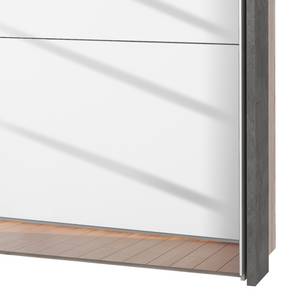 Schwebetürenschrank Delden Braun - Grau - Holzwerkstoff - Glas - Metall - Kunststoff - 231 x 216 x 64 cm